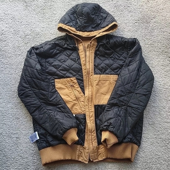 Vintage Carhartt J130M Active Jacket Men Large Tan Work Hoodie Quilt Lined Duck - Picture 4 of 16